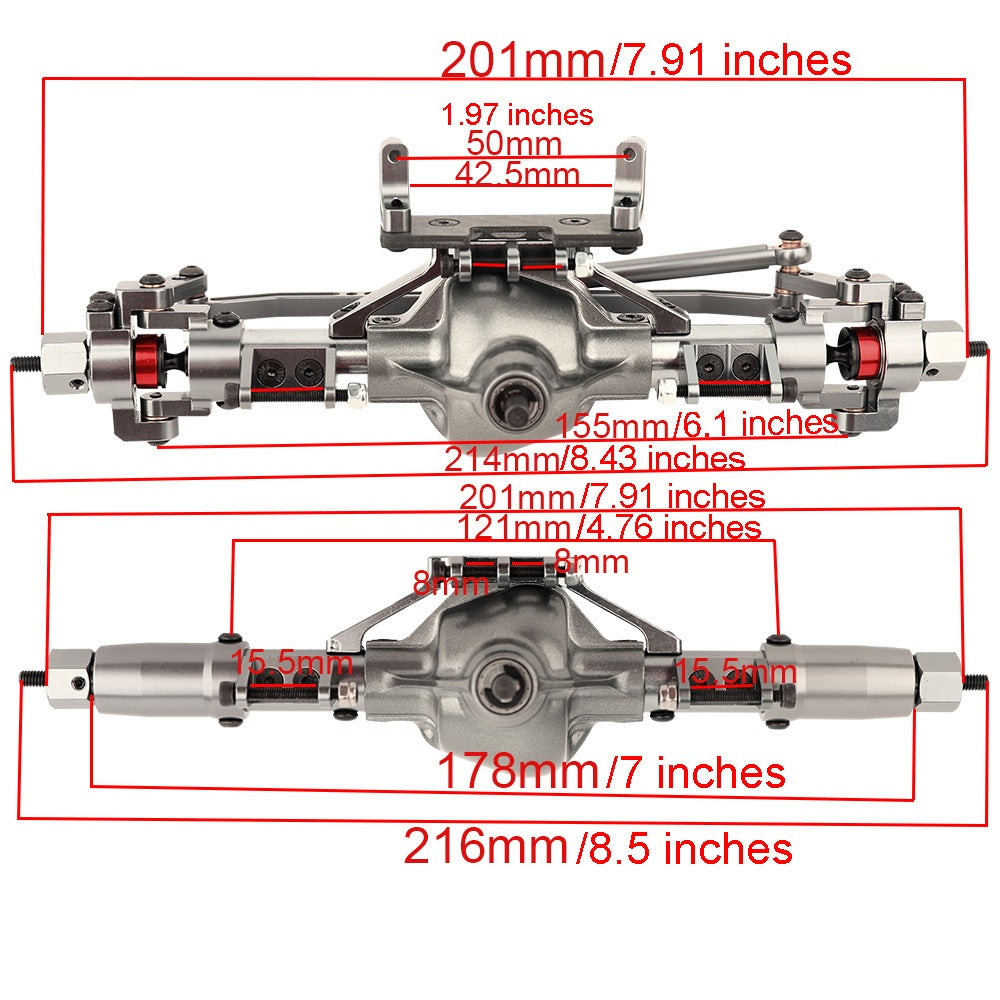 SCX10 Metal Axle Upgrade Kit CNC Aluminum Alloy Front & Rear Straight Axles – Compatible with Axial SCX10 90046 90047 1/10 RC