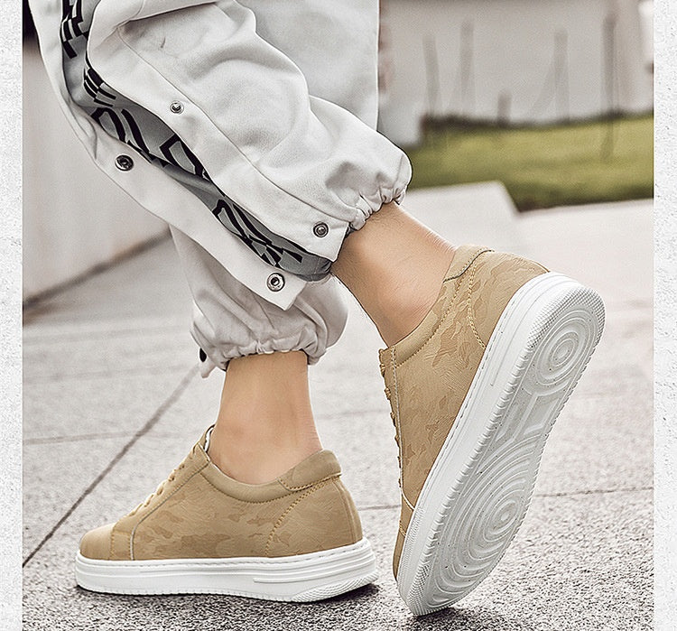 Mens Invisible Height Increasing Thick Soled Elevating Shoes Mens Casual White Trendy Athletic Sneakers
