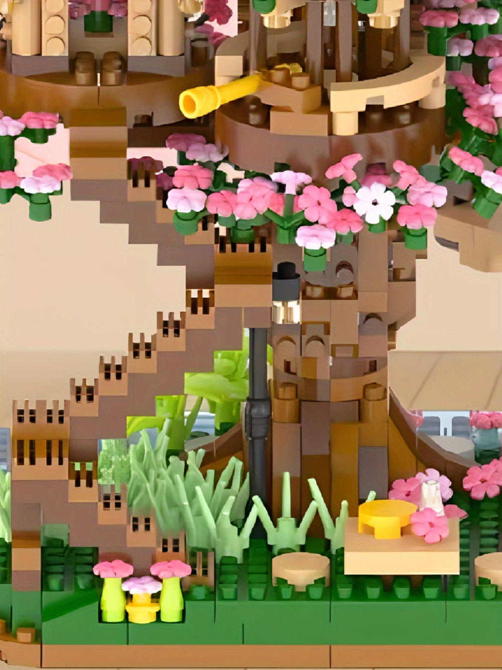 Building Block Set Cherry Blossom Tree House, 1020 or 2028 Micro Pieces with Pink Canopy and Base Display — image 16