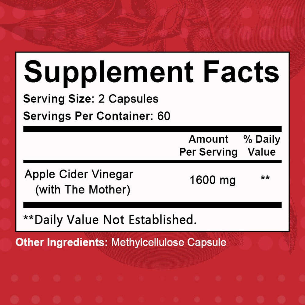 Apple Cider Vinegar Capsules 1600mg with Vitamin & Mineral Blend, Digestion for Bath Time, Home Spa and Personal Care — image