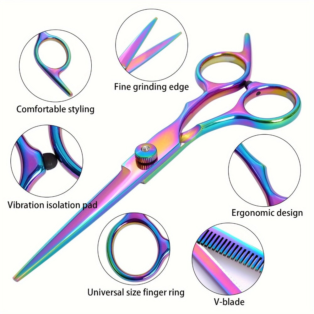 Hair Scissors Set in a Professional 16pcs 6.0 Inch Salon Shear Design for Flat Cut and Bangs — image 6