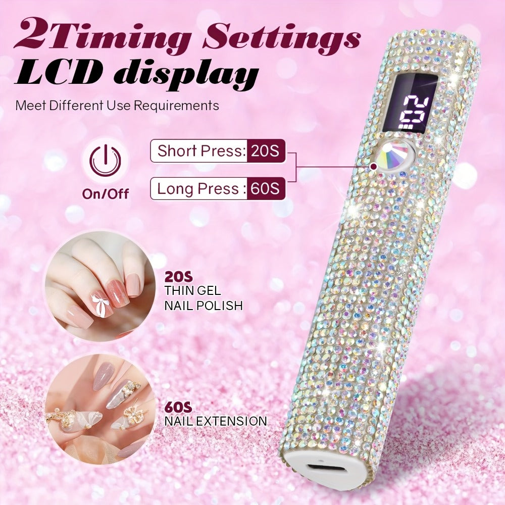 Rechargeable Single Finger LED Nail Lamp UV Gel Curing Light 365nm 405nm Dual Wavelength Rhinestone — image 5