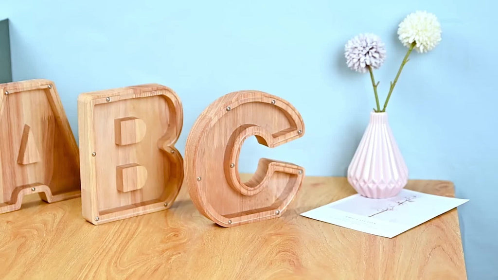 Wooden Letter Penny Bank – Alphabet Coin Bank Savings Box for Kids & Adults, Personalized Money Bank Birthday Gift — image 18