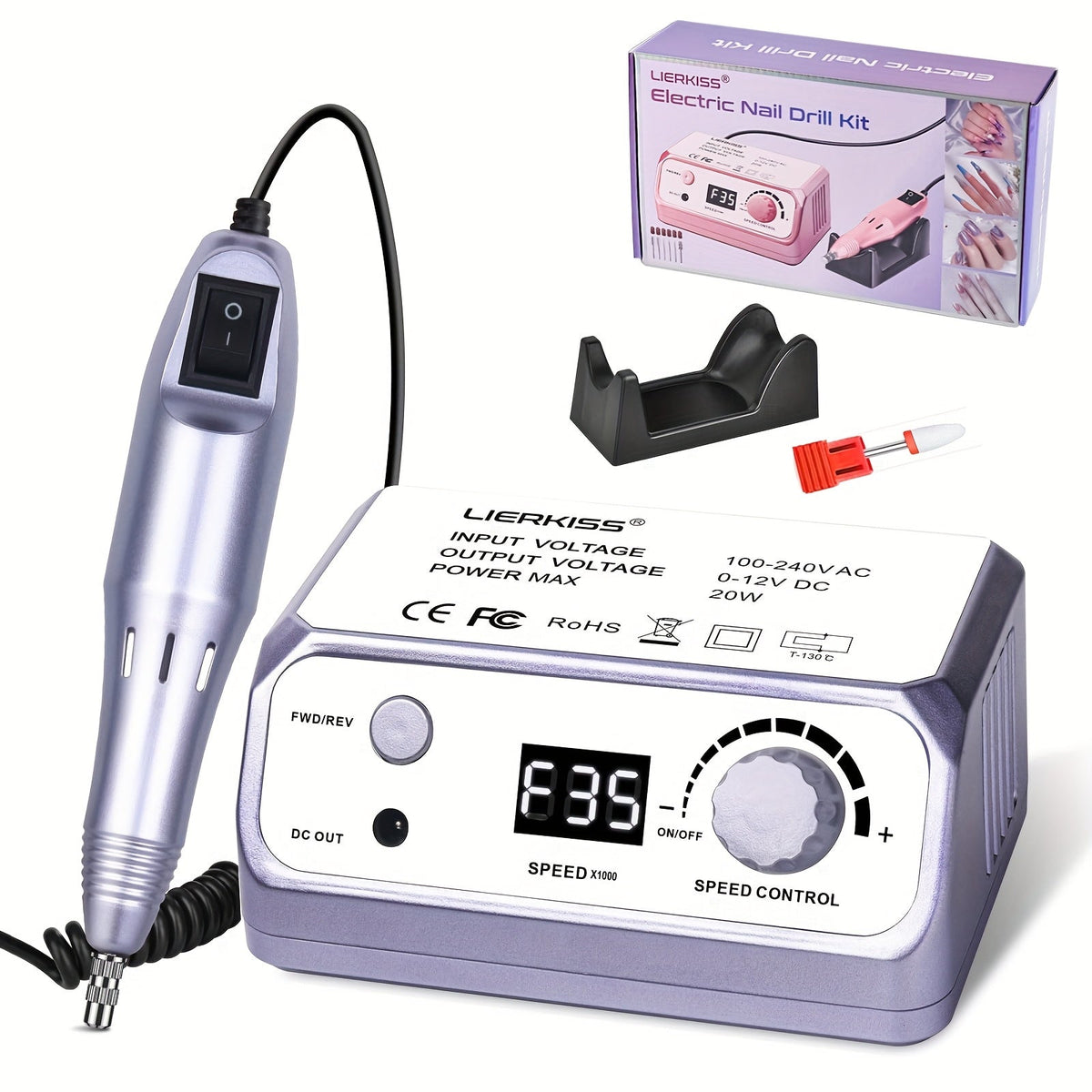 Nail Drill Kit 35000 RPM with 100 Sanding Bands Multiple Drill Bits Electric Nail File for Acrylic Gel Nails Manicure Pedicur
