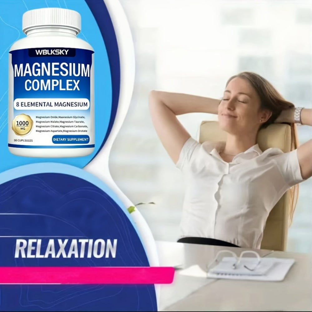 Dietary Supplement Magnesium 8-in-1 Complex with Eight Listed Forms, 1000mg per Capsule, Two Bottles — image 4