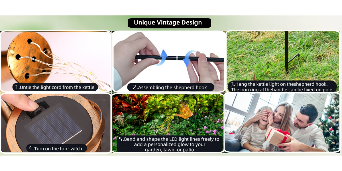 Solar Garden Light Watering Can Stake with Warm White Cascading LEDs, IP44 Rating and Hanging Bracket — image 7