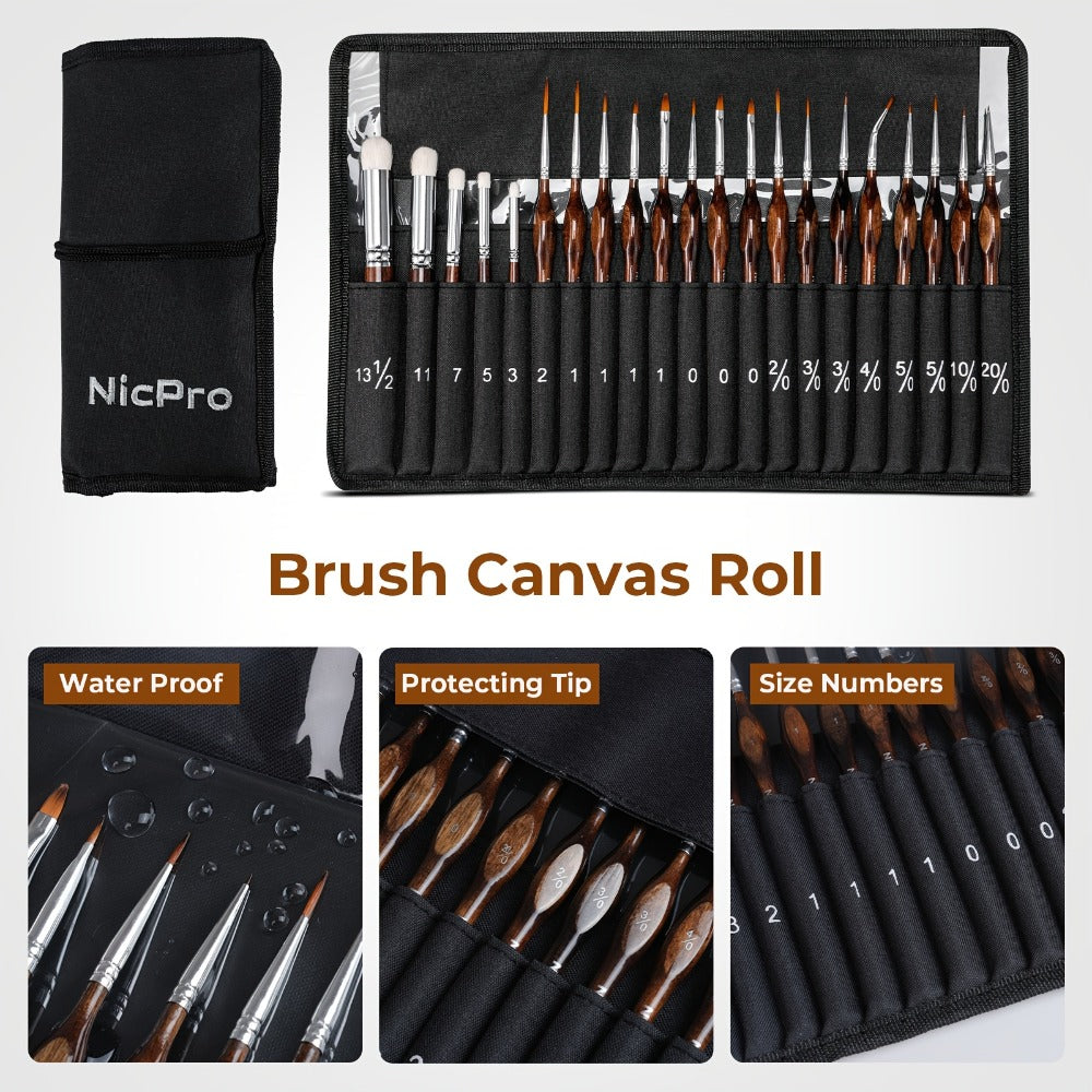 Miniature Paint Brush Set with Cloth Roll Detail Brushes for Acrylic Oil with the Listed Color, Size or Set Options for Every