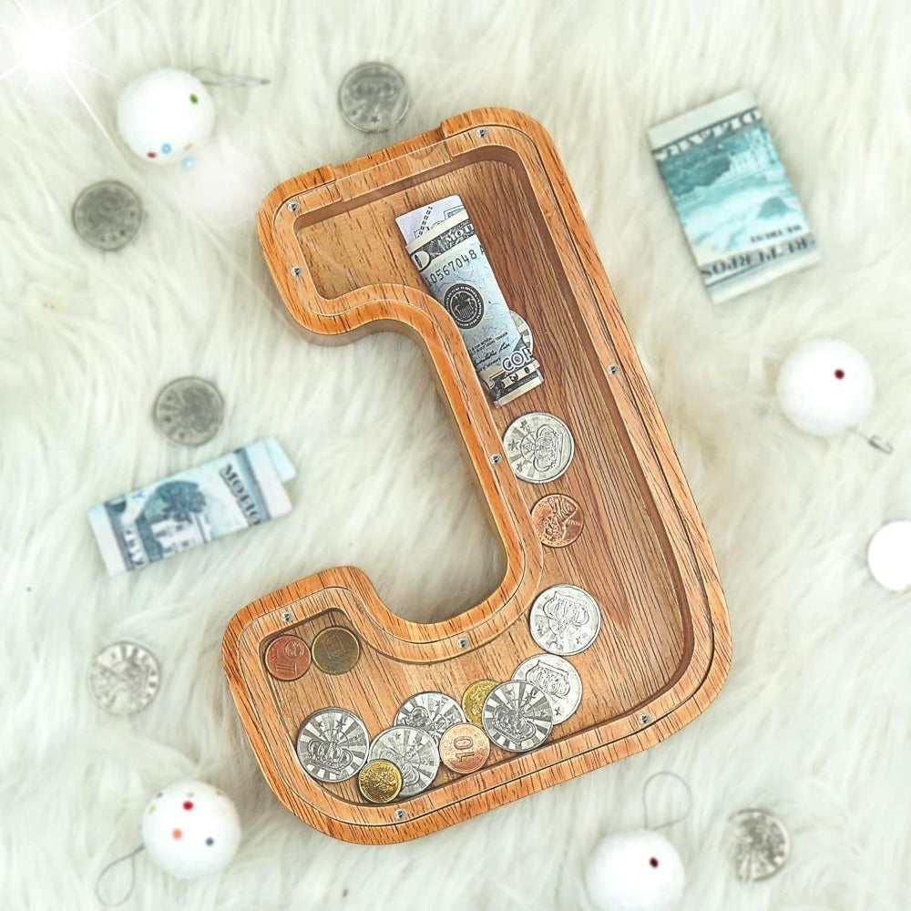 Wooden Letter Penny Bank – Alphabet Coin Bank Savings Box for Kids & Adults, Personalized Money Bank Birthday Gift — image 17
