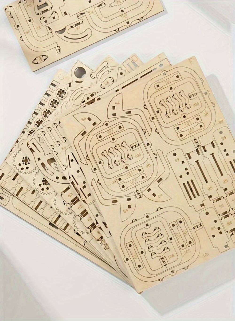 Wooden Marble Track Model Kit with Dual-Linkage A or B Builds, Laser-Cut Panels, Gears and Ball Rails — image 21