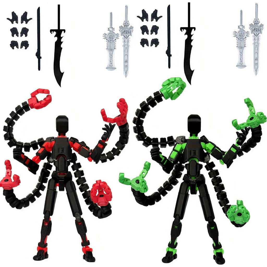 2pcs T13 Multi-Joint Action Figure Robot Set – 3D Printed Articulated Nova T-13 Mobile Robot Doll Desktop Decoration Game Ent