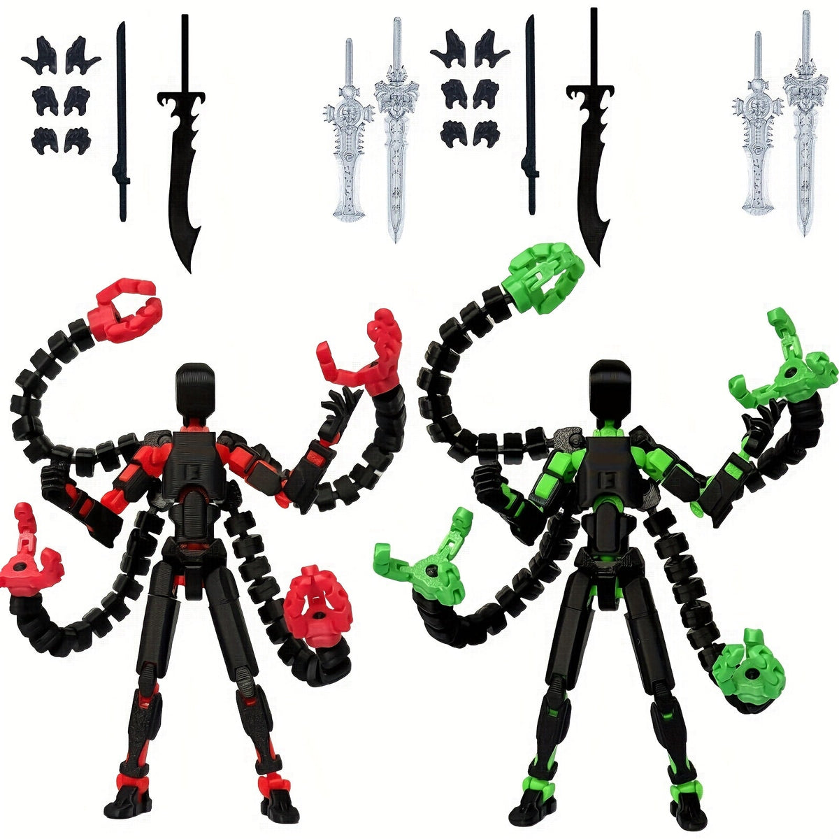2pcs T13 Multi-Joint Action Figure Robot Set – 3D Printed Articulated Nova T-13 Mobile Robot Doll Desktop Decoration Game Ent