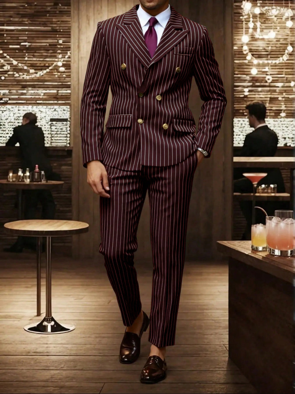 Mens Striped Business Suit Set