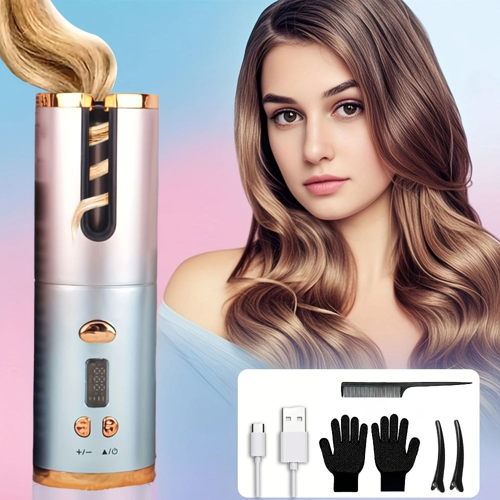 USB-Rechargeable Automatic Curling Chamber with Six Heat Settings, LCD Timer and Four Color Options — image 6