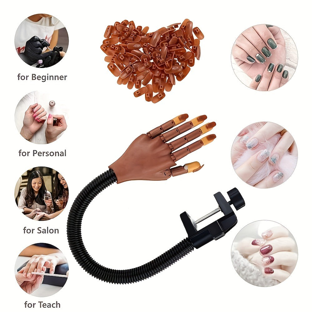 Nail Practice Hand Kit for Acrylic Nails Flexible Training Hand with 200pcs Replacement Nail Pads Clippers — image 14