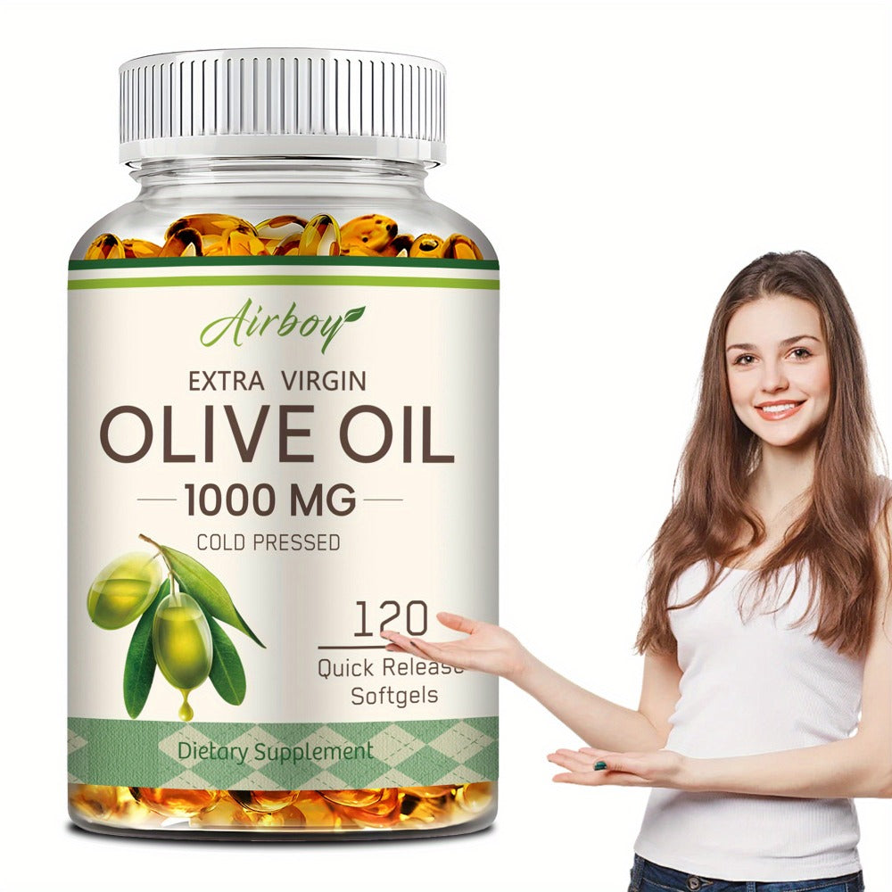 Extra Virgin Olive Oil Capsules 120 Softgels with Omega-9 Omega-6 & Palmitic Acid for Bath Time, Home Spa and Personal Care —