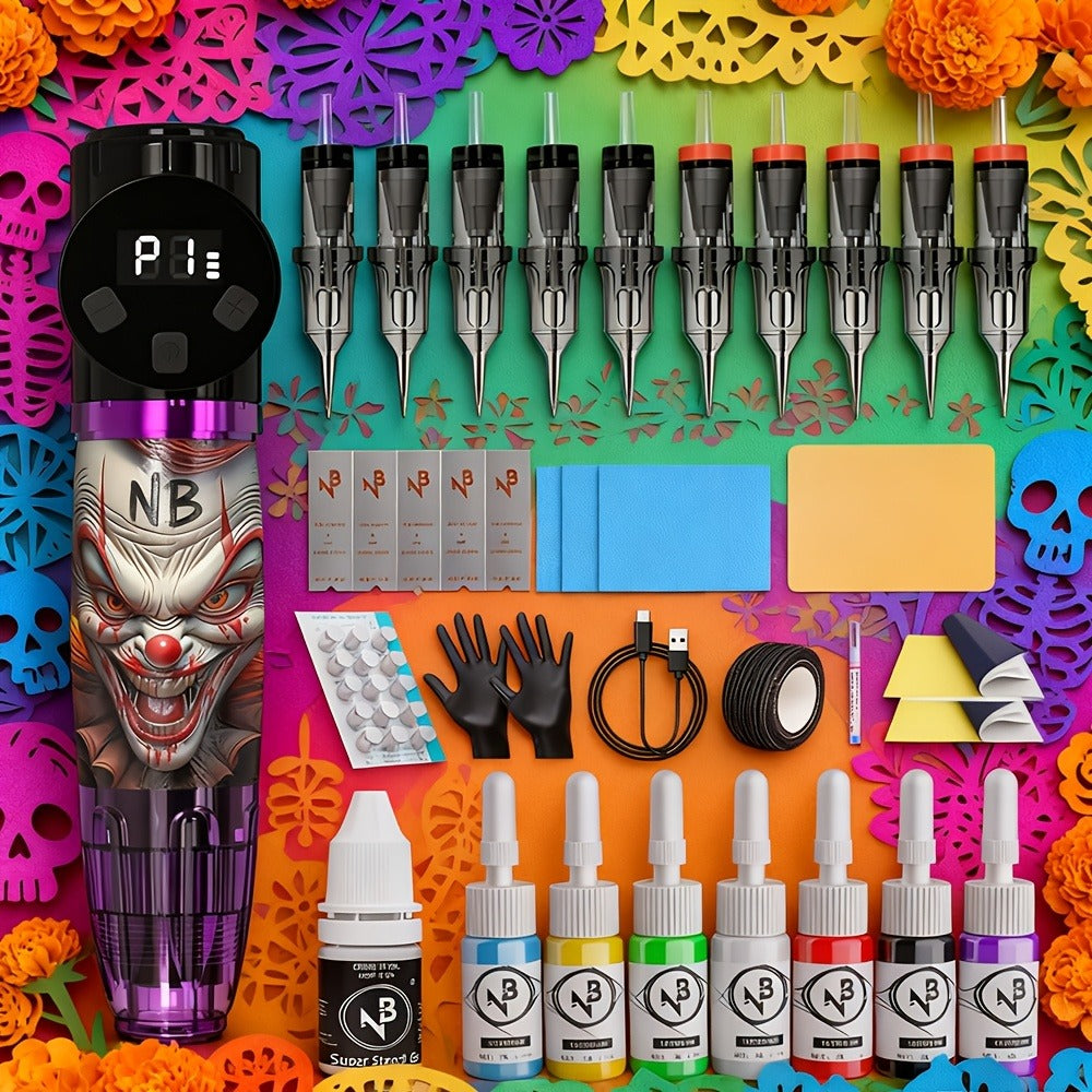 LCD Display Tattoo Machine Kit Complete Set INKSOUL Rotary Tattoo Gun with Voltage for Temporary Body Art, Festivals and Cost