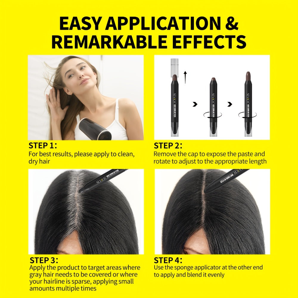Gray Hair Root Touch Up Pen for Men, Instant Coverage Beard & Hairline Dye Stick, No-Mix Precision Applicator — image 3