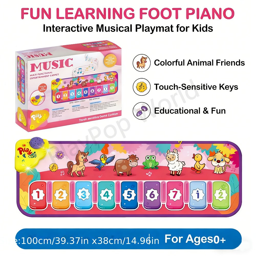 Kids Piano Mat Farm Animal, Musical Play Mat for Babies & Toddlers, Sensory Dance Keyboard Touch Blanket — image 5