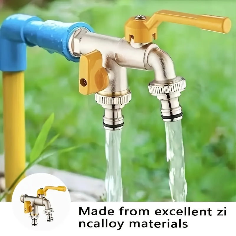 Garden Hose Faucet Dual Outlet Stainless | Outdoor Spigot Sprinkler — image 2