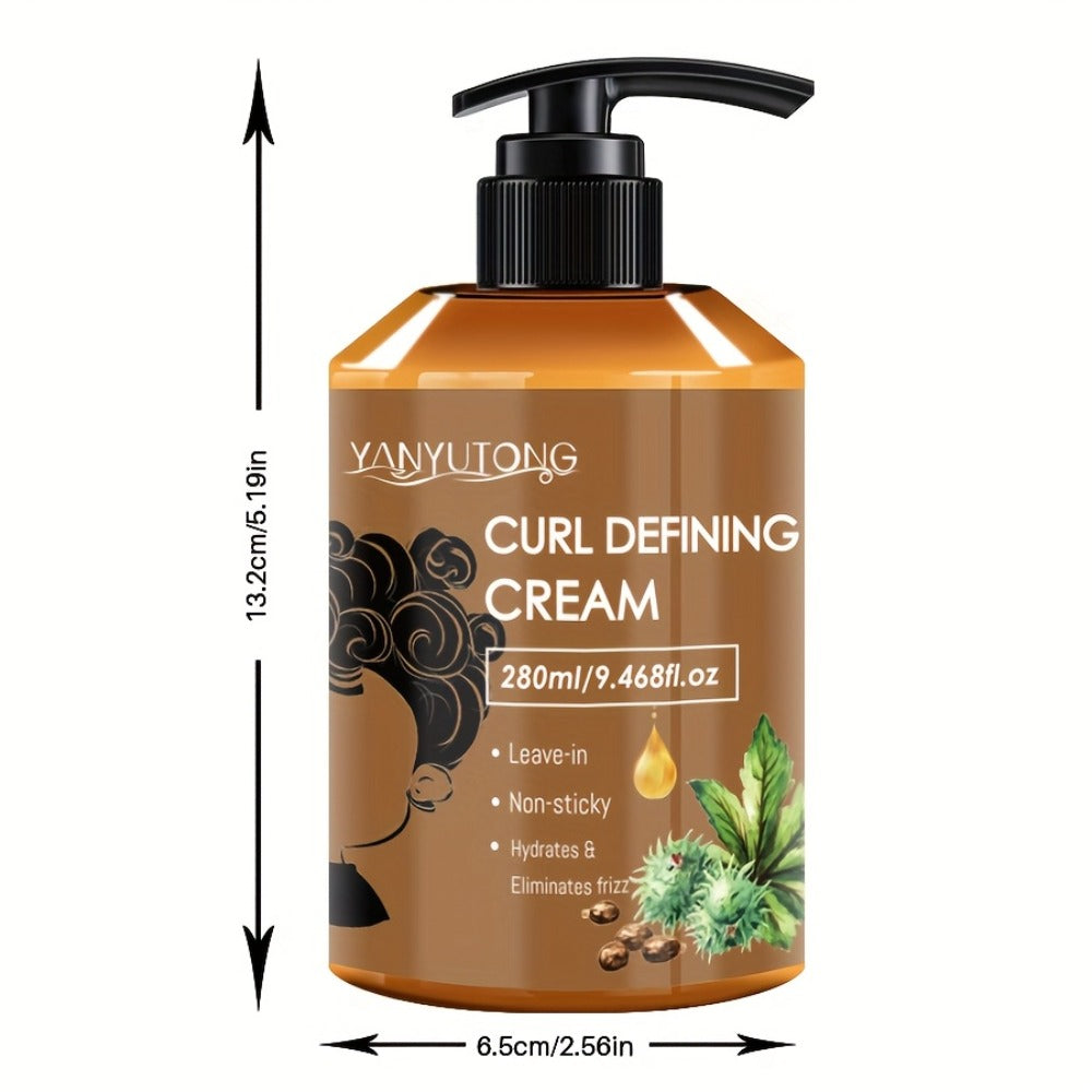 Curl Setting Cream with Castor Oil 280ml – Moisturizing Long-Lasting Curl Definition & Frizz Control, Non-Greasy Lightweight 