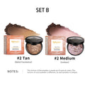 Marble Baked Contour Palette Set 2-Piece Kit with Color Correcting Foundation Powder, for Makeup, Travel and Everyday Vanity 
