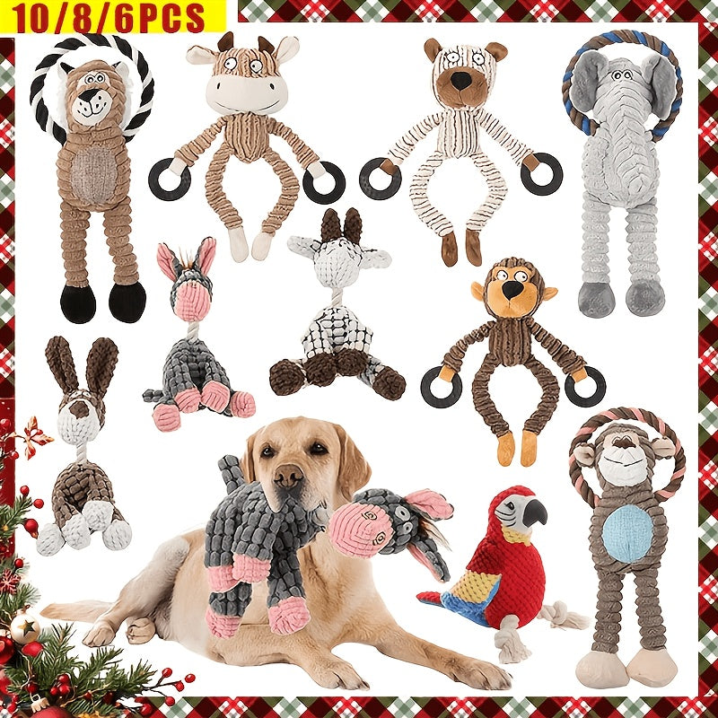 Dog Toy Plush Rope Animal-Print Squeaker Set with Random 6, 8 or 10-Piece Options and No Batteries — image 17