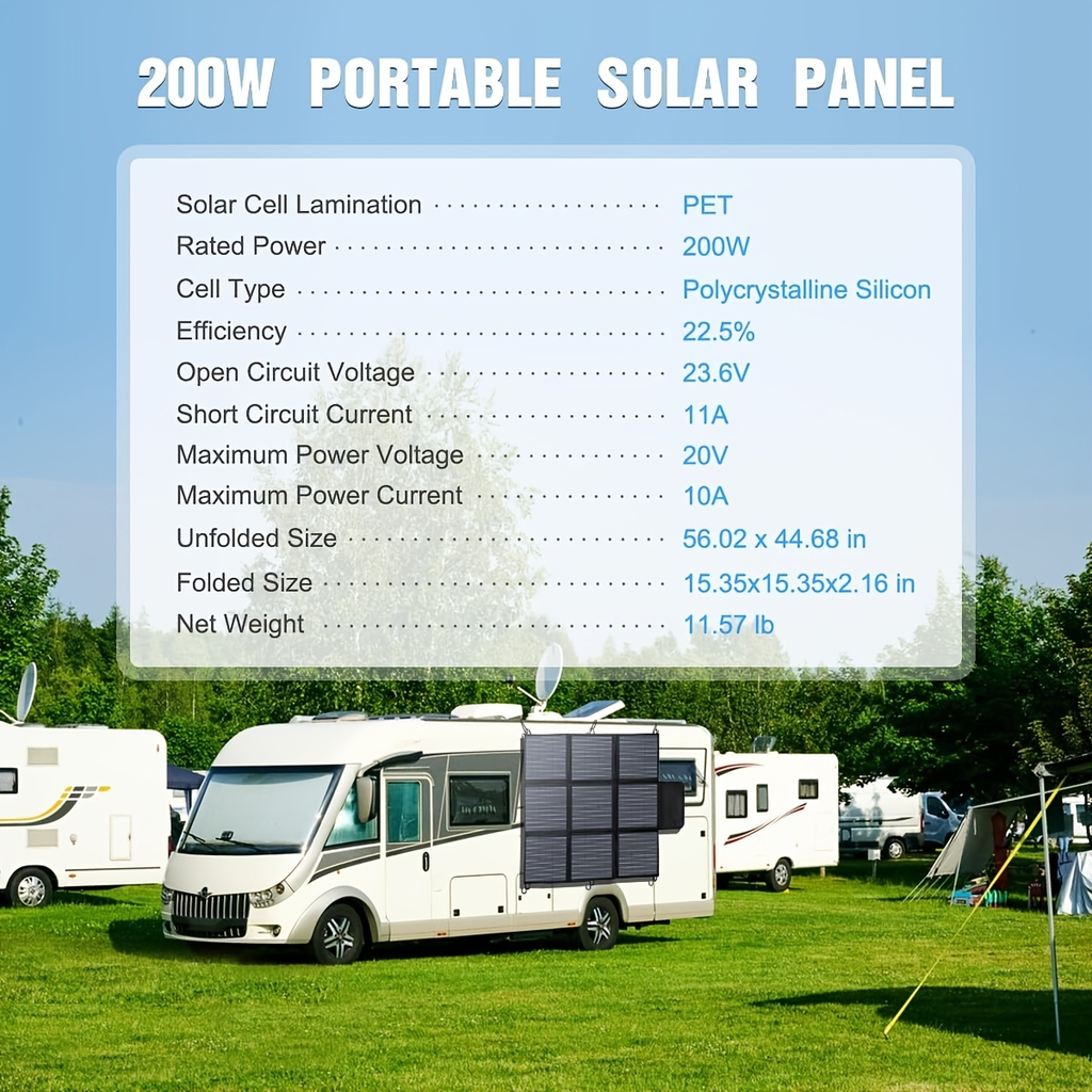 Foldable Solar Panel 120W 200W 300W 400W 22.5% High Efficiency Monocrystalline Portable Outdoor for Garden, Pathway and Patio