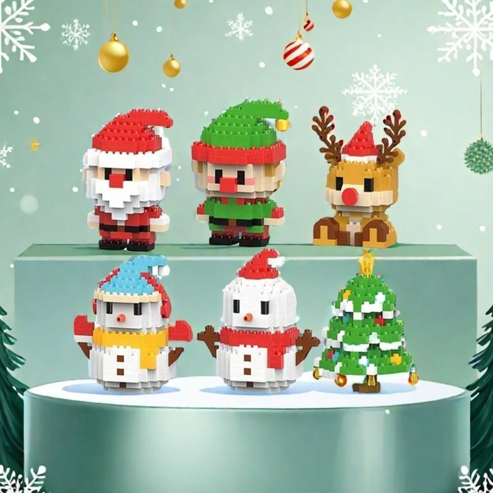 Building Block Set Christmas Mini Figures, 1052 Pieces Across 6 Boxes with Santa, Elf, Reindeer, Snowman and Tree Models — im