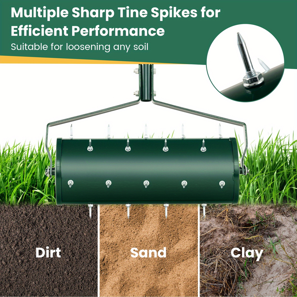 Rotary Lawn Aerator 18" Spike Drum with 27 Galvanized Steel Spikes, Fillable with Sand or Stone — image 9