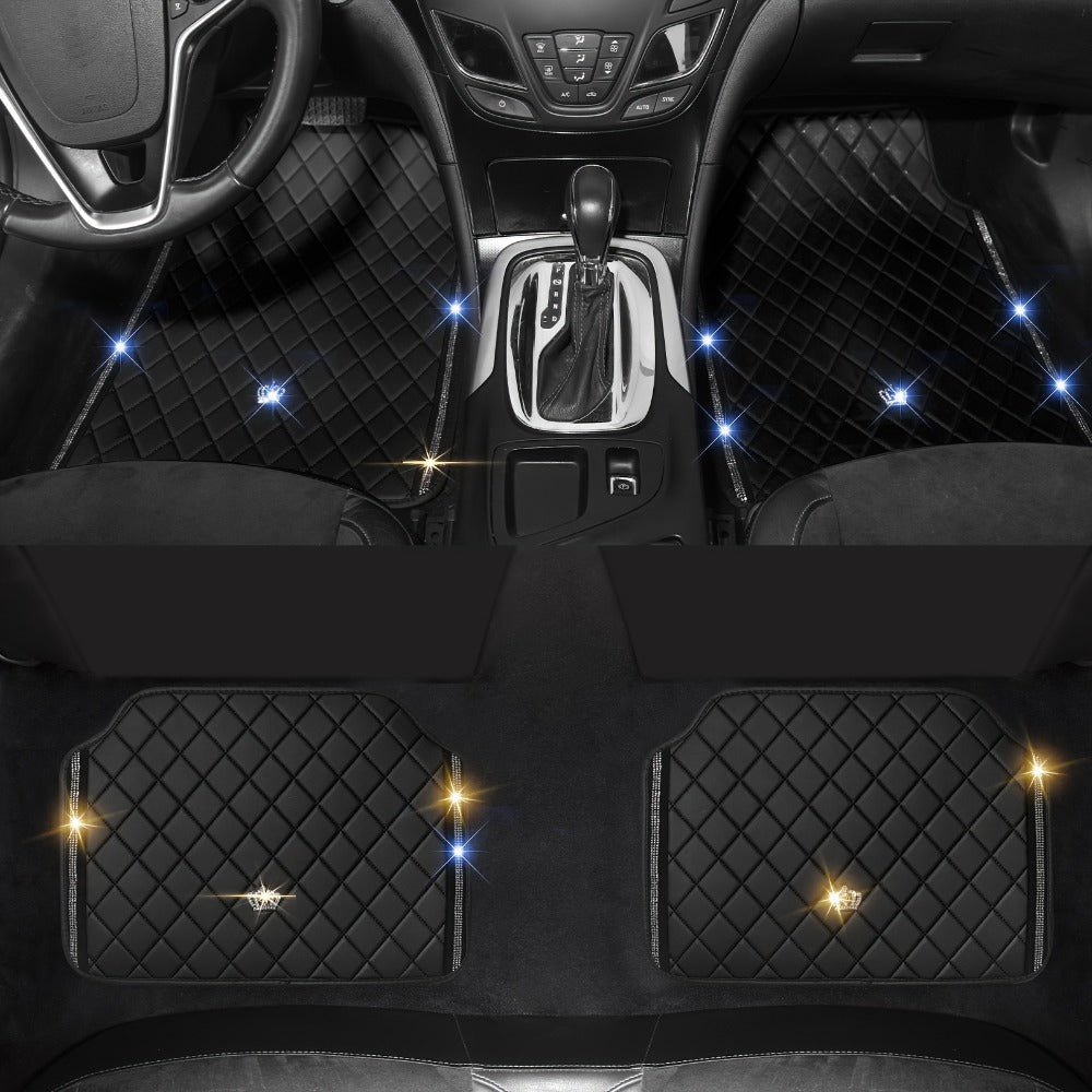 Quilted Crown Car Floor Mats, Four-Piece Set in Red, Black or Prismatic Embossed Style Options — image 9