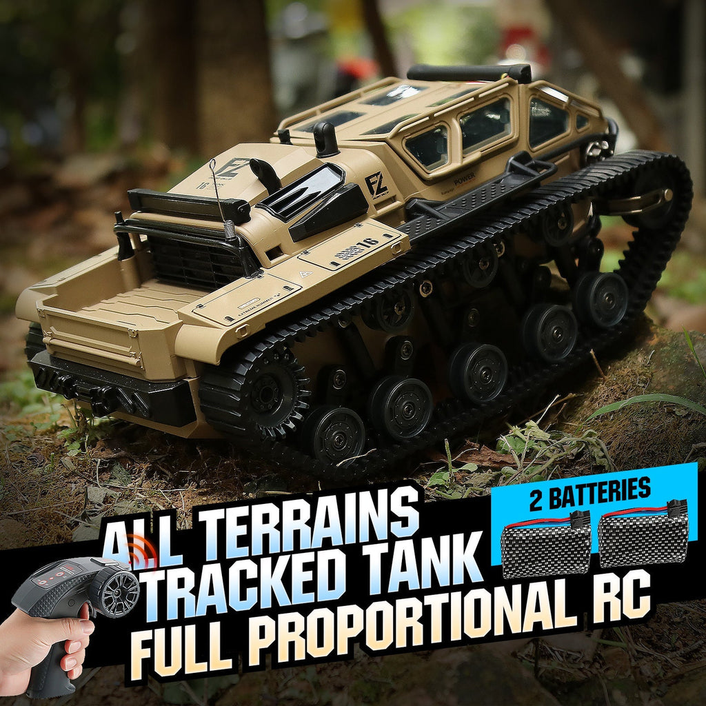 Full-Proportional RC Tracked Tank with LED Lights, Alloy Door Open Military War Vehicle Off-Road Remote Control Tank for Kids