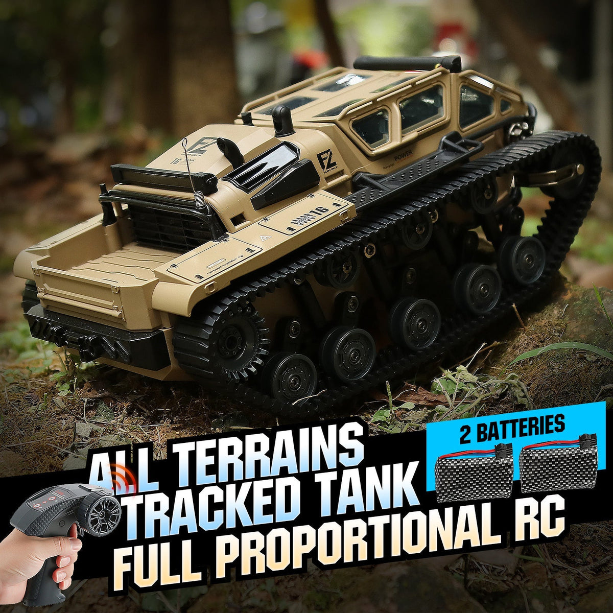 Full-Proportional RC Tracked Tank with LED Lights, Alloy Door Open Military War Vehicle Off-Road Remote Control Tank for Kids