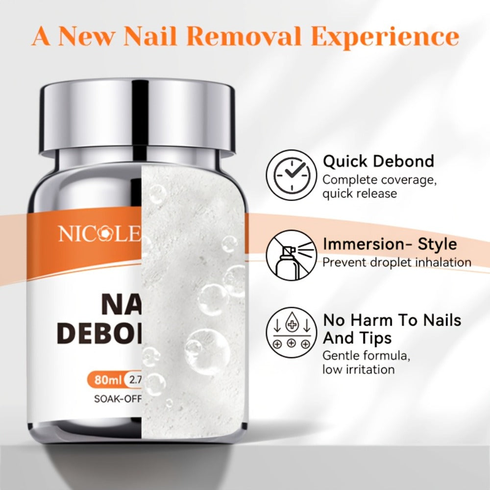 Press On Nail Debonder Remover 80ml – Fast 3-5 Second Soak-Off Liquid for False Tips, Rhinestone Glue Remover, No Damage Easy