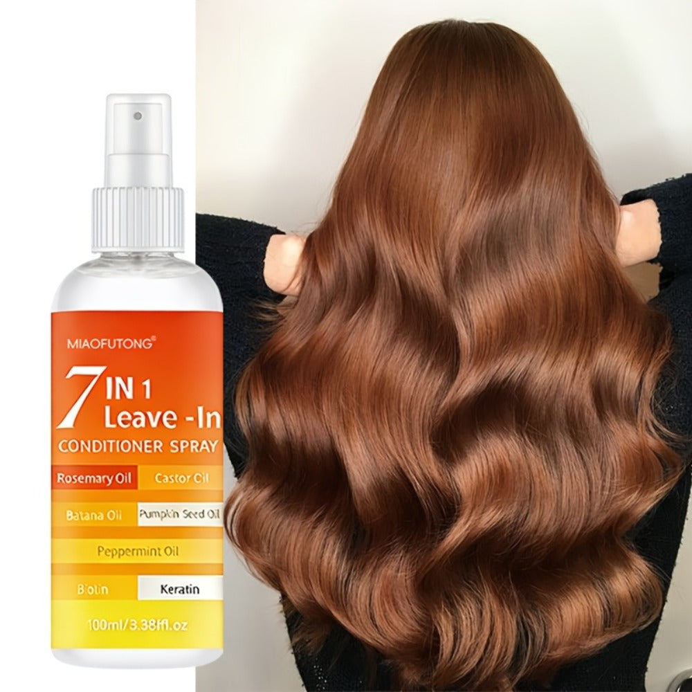 7-in-1 Leave-In Hair Essence Spray for Women - Anti Frizz Shine Boost Heat Protection Deep for Bath Time, Home Spa and Person