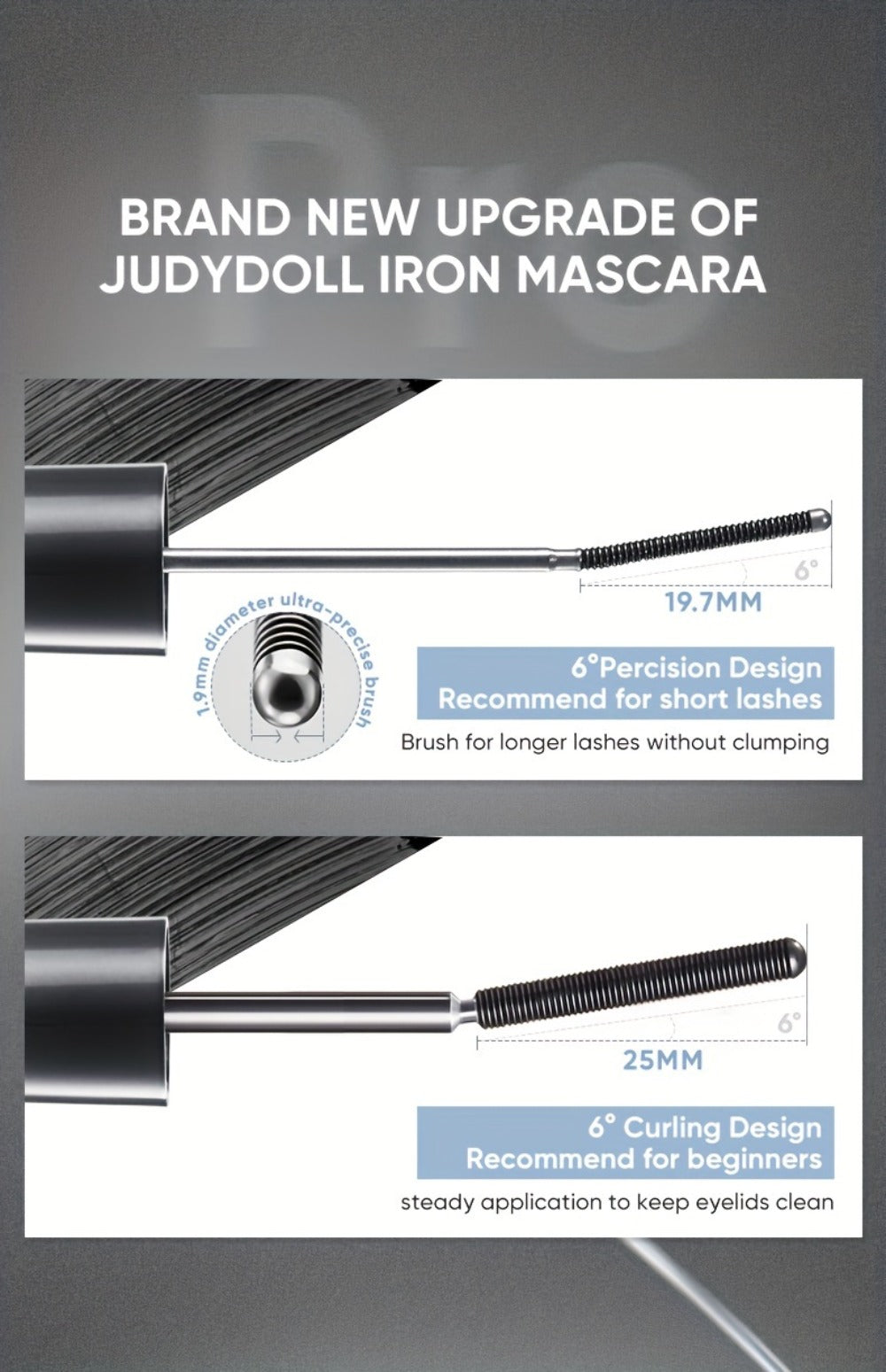JUDYDOLL Mascara in Black or Brown with Curling or Precision Metal Applicator Designs and Slim Gray Tubes — image 21