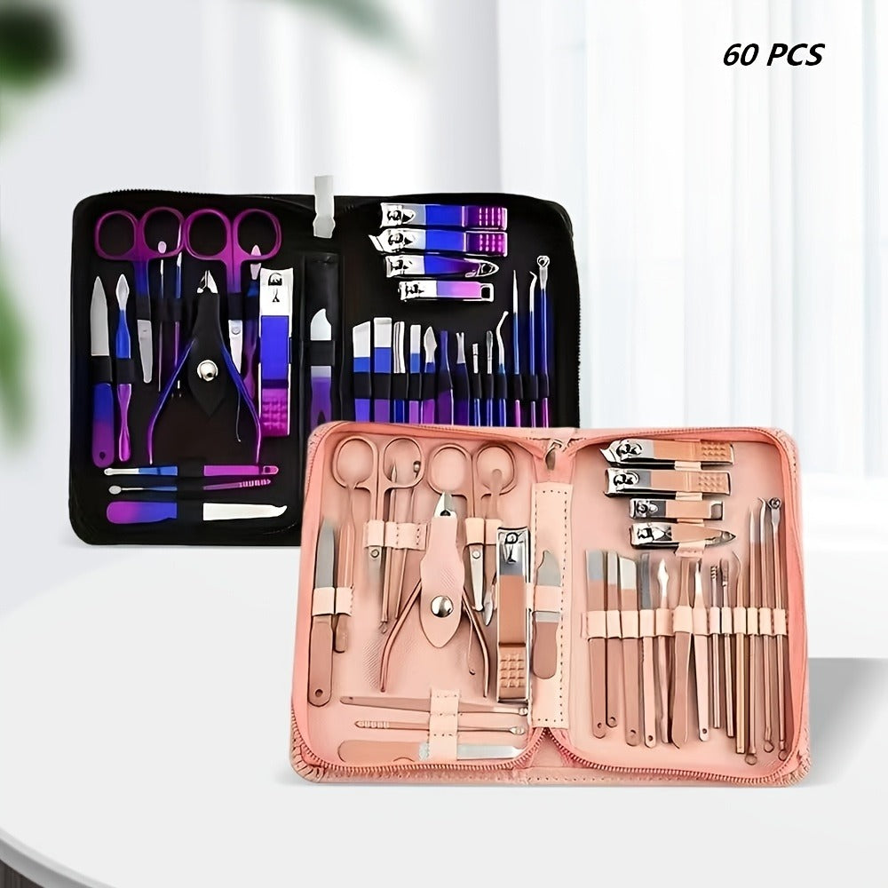 Manicure Set 9 18 30 60pcs Professional Nail Clipper Pedicure Kit Portable Travel Grooming Tools – Cuticle Trimmer Nail File 