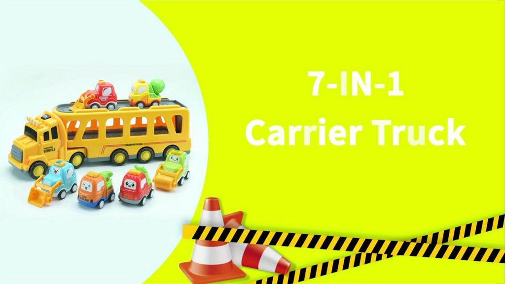 Transport Construction Truck Toy for Boys, 16.9 Inch Large Carrier Truck with 6 Cars, Lights & Sounds — image 8