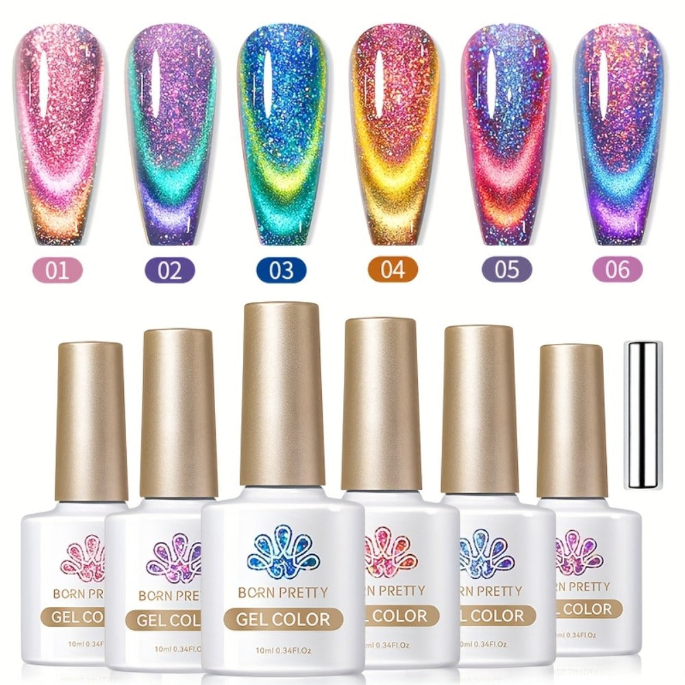 6-Piece Magnetic Cat-Eye Gel Nail Polish Set with Double-Light Reflection — image 3
