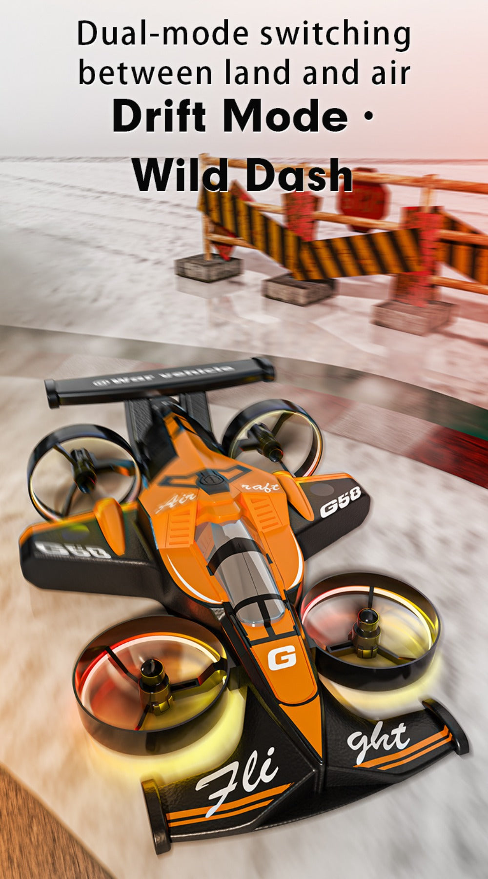 2-in-1 Mini RC Car and Drone Combo Dual Mode Switch One-Touch Takeoff Stable with the Listed Color, Size or Set Options for E