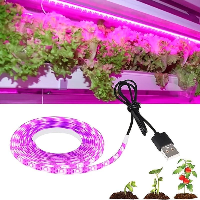 LED Grow Light Strip 16.4 FT Full Spectrum – USB 5V Cuttable Plant Light for Under Cabinet, Indoor Plants, Bonsai, Succulents