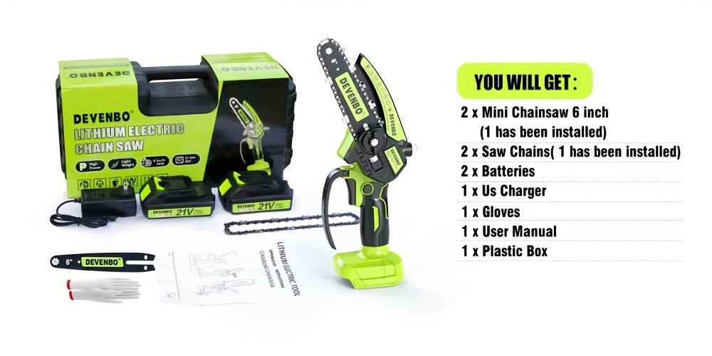 Cordless Mini Chainsaw 6-Inch, Handheld Pruning Saw with Rechargeable Battery, Adjustable Chain Tension — image 19