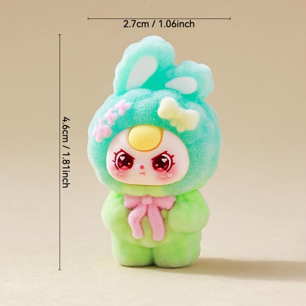 Cute Flocked Plush Mini Dolls 10pcs – Car Dashboard & Desktop Decoration, Random Mixed Colors, Fun Car Interior Accessory & O