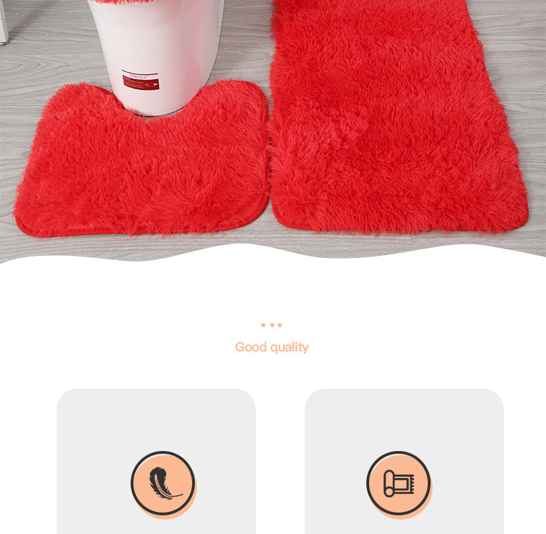 Modern Simple Style Solid Color Toilet Bath Bathroom Three Piece Combination Toilet Floor Mat Household Cross Border Supply