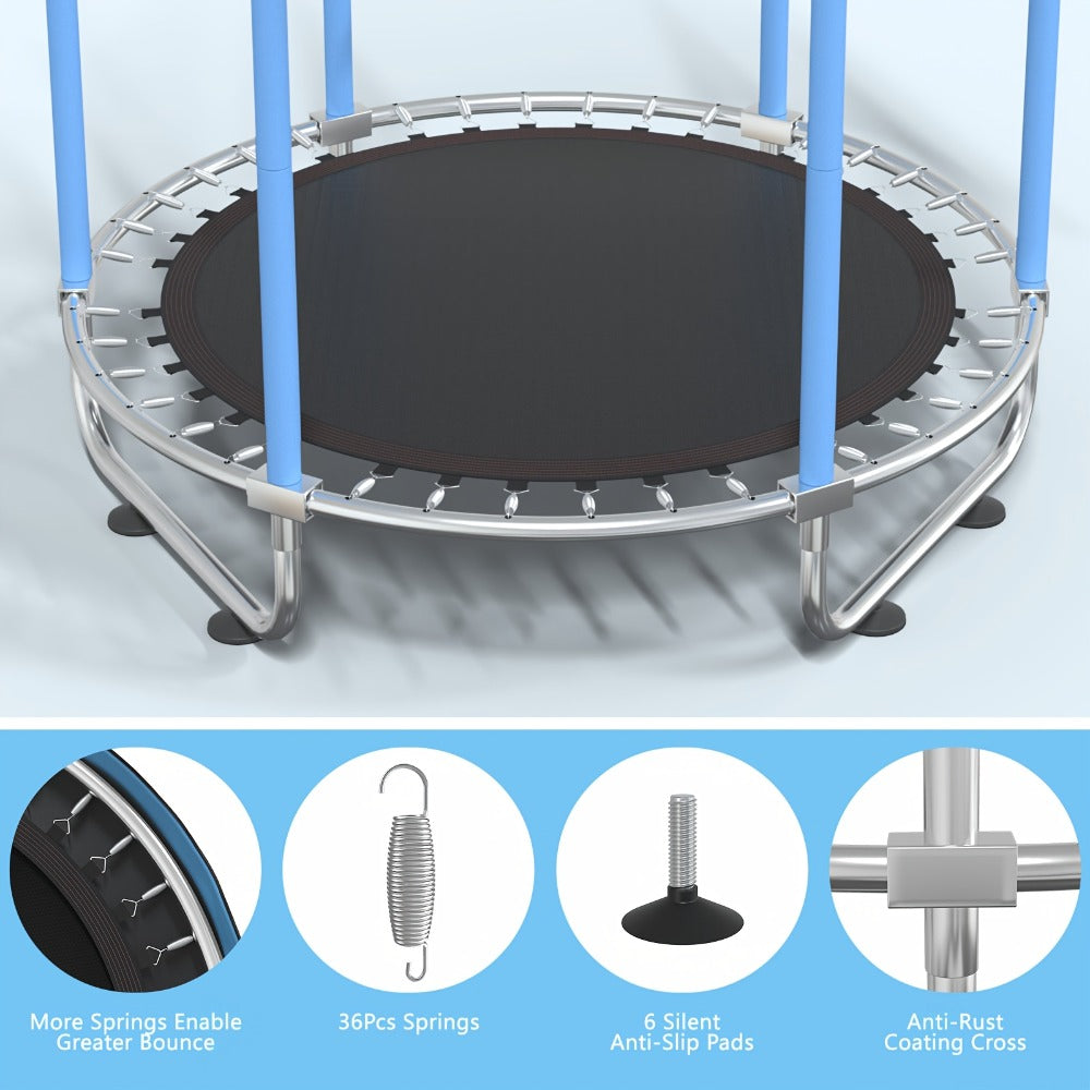 Kids Trampoline with Enclosure and Gymnastics Bar, 60" Height Adjustable Safety Net Trampoline for Toddlers Ages 3+ — image 8