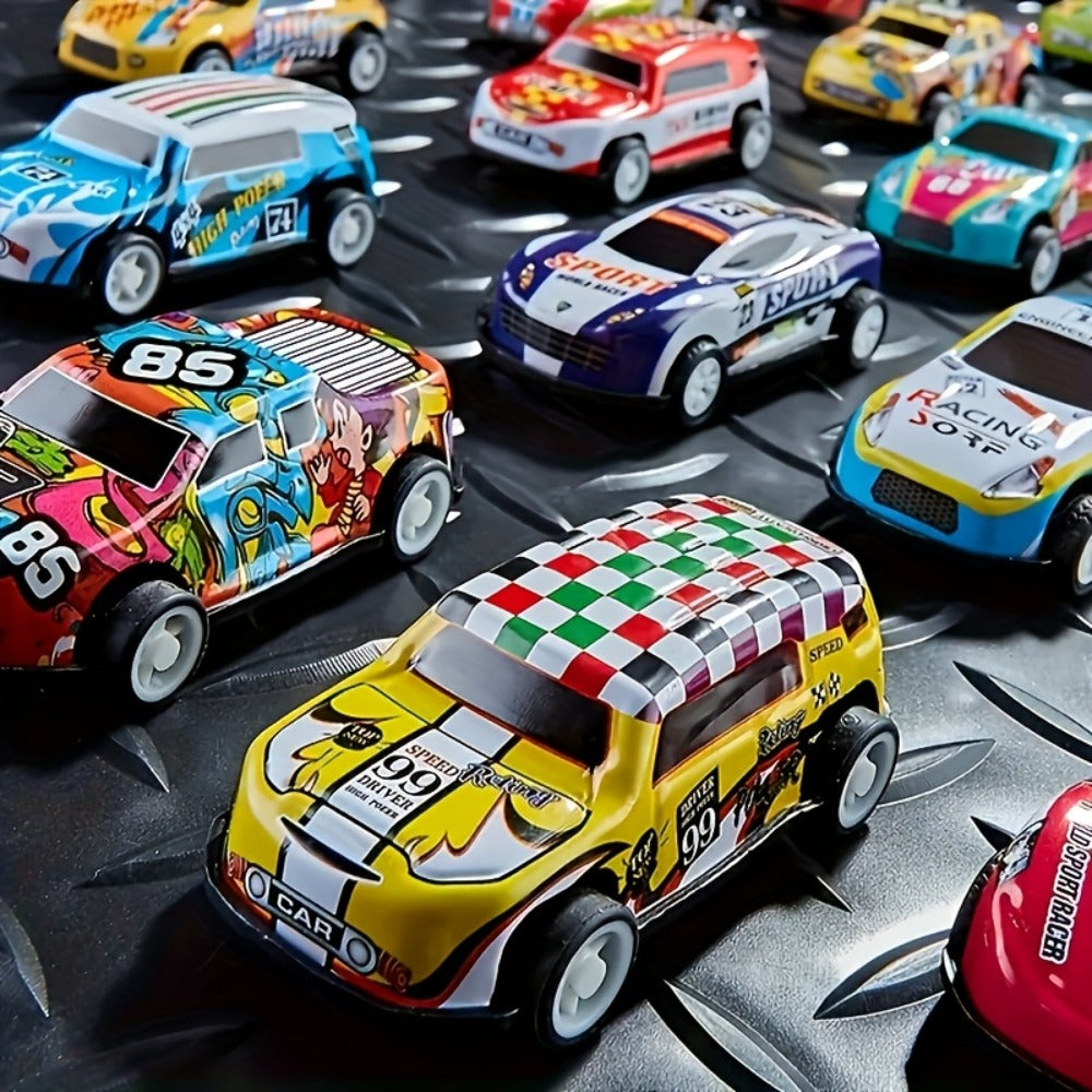 56 Pcs Mini Die-Cast Metal Car Set with 2 Stunt Cars, Play Mat & Storage Box - Friction Pull Back Toy Cars for Kids Boys Girl