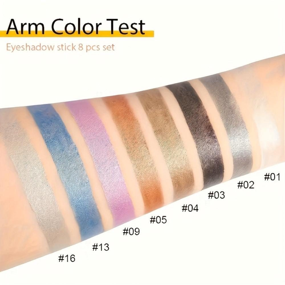 Fluorescent Eye Shadow Pen Set 8 or 16 Pcs, Shimmer Matte & Neon Gel Eyeliner Pencil Kit, for Makeup, Travel and Everyday Van