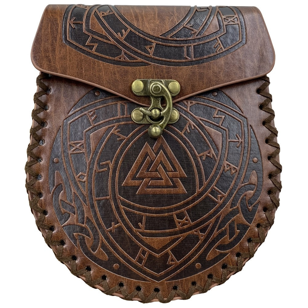 Costume Accessories Faux Leather Medieval Belt Pouch with Five Embossed Design Options in Brown or Black — image 11