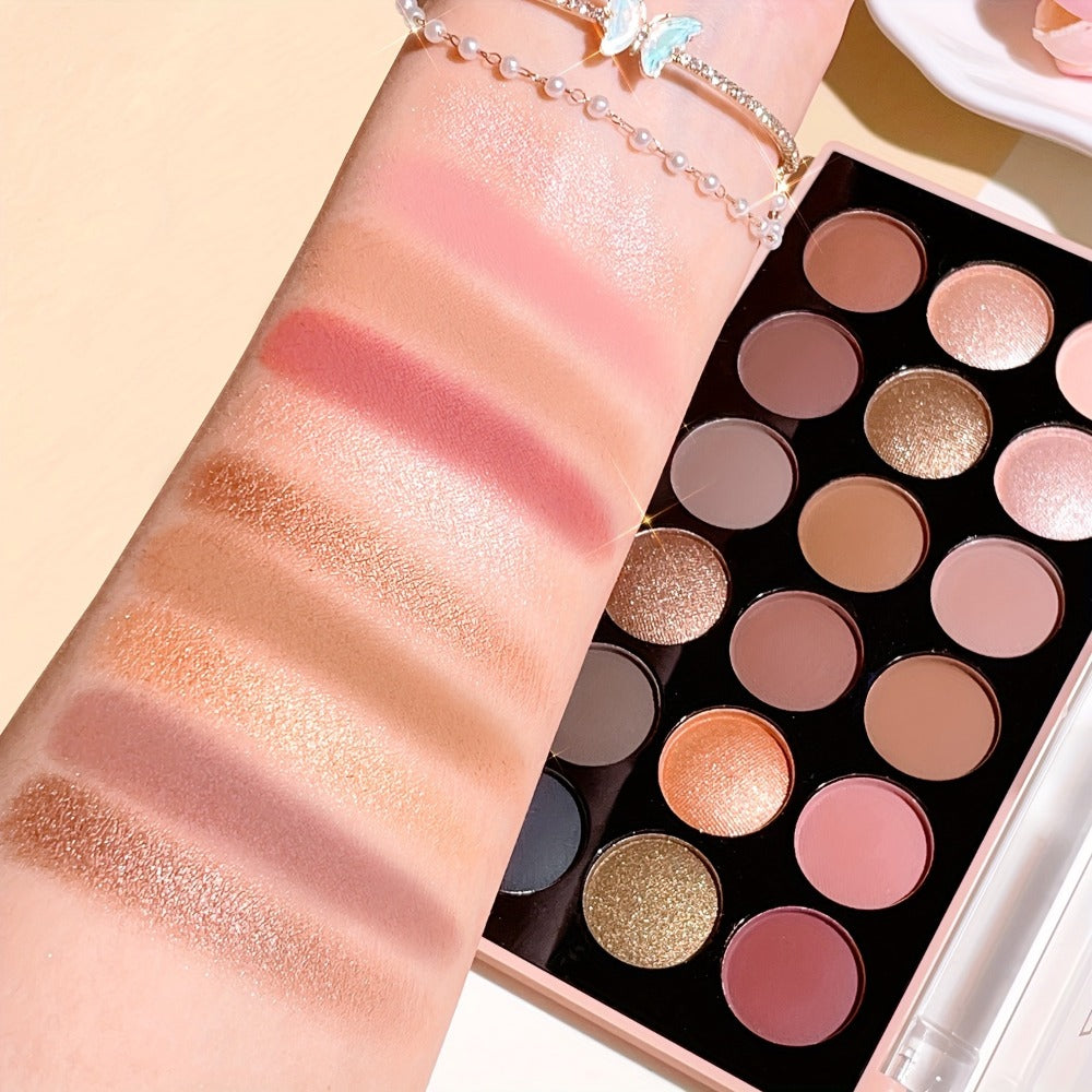 Eyeshadow Palette ANNA ROSE 18-Shade Compact with Pink-Brown Color Themes and Matte-Shimmer Finish Mix — image 14