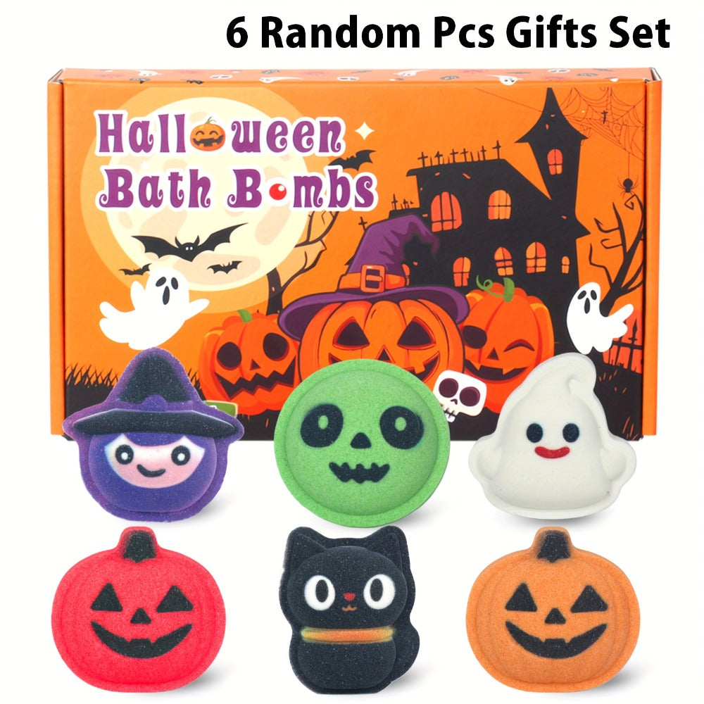 Bath Bombs, 5-Piece Halloween Gift Set with Pumpkin, Bat, Skull, Hat and Cat Shapes in Individual Wrappers — image 13