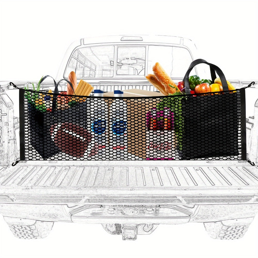 Truck Bed Cargo Net Elastic Mesh Organizer with Hooks Heavy Duty Bungee Net for Pickup Truck Bed Cargo Management Grocery Sto
